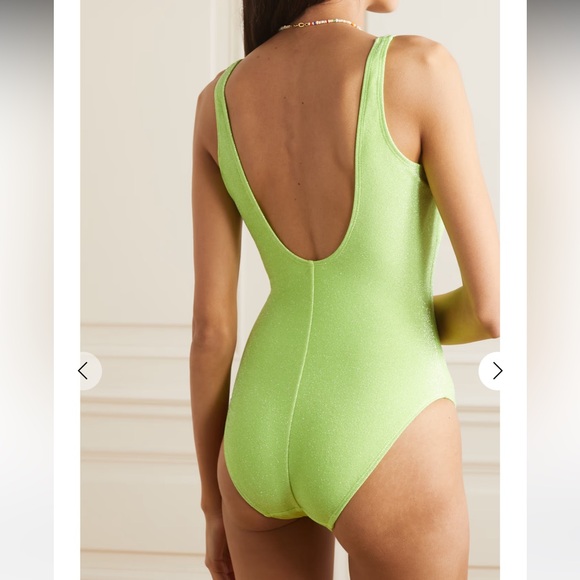 Good American Sparkle Modern Tank One-Piece Swimsuit, Electric Lime, M - Picture 3 of 7
